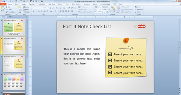 PowerPoint Check List Template with Post It Notes