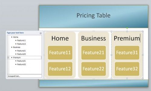 pricing table powerpoint