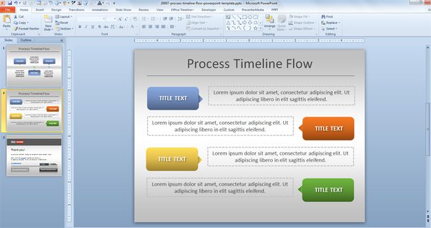 example of process timeline with milestones using Microsoft PowerPoint and shapes