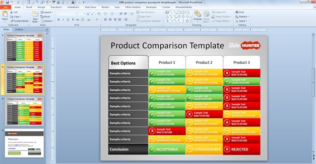 Free Product Comparison PowerPoint Template