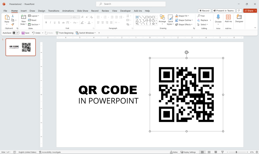 Example of QR Code generated with Google Charts API