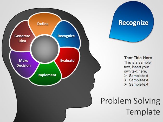 Free brain PowerPoint template with diagram (free download) for problem solving presentations