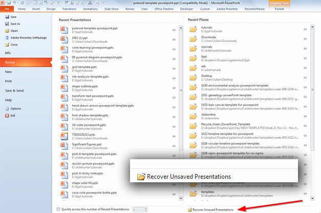 How Recover an Unsaved PowerPoint 2010 File