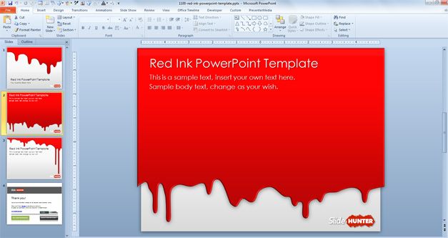 red background for powerpoint with paint spill