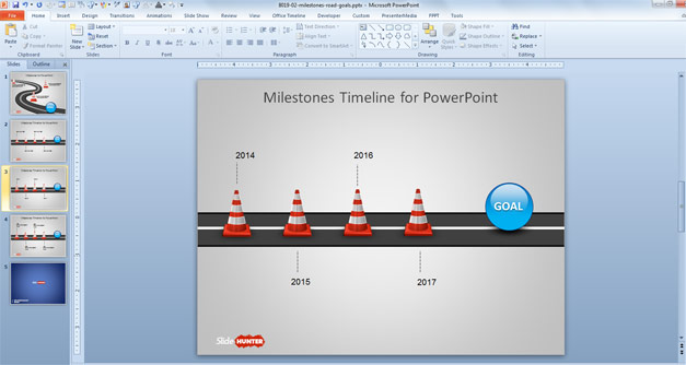 Traffic Cones for PowerPoint with Road Timeline