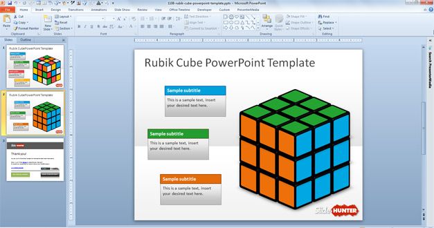 3D Rubik Cube template for PowerPoint free