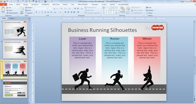 Business Running Silhouettes PowerPoint Template