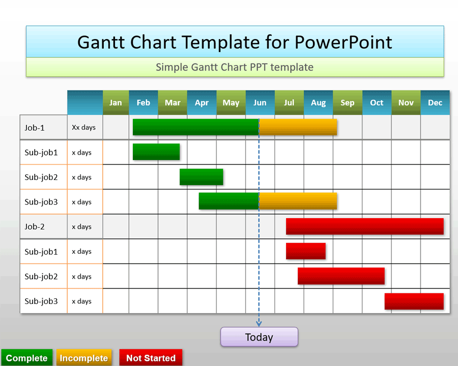 Free Simple Gantt PowerPoint Template