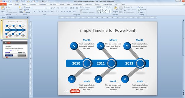 Free Simple Project Timeline design for PowerPoint presentations