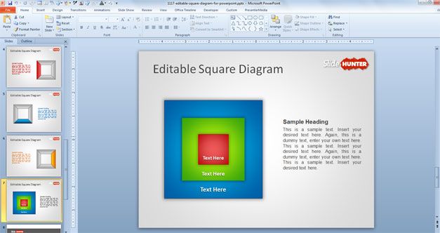 square powerpoint template diagram
