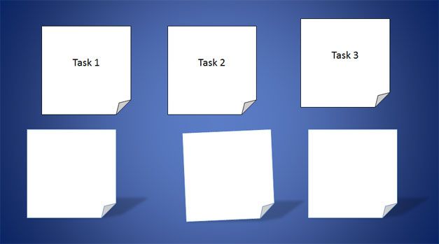 Example of Post Its or Sticky Notes in a PowerPoint presentation slide.