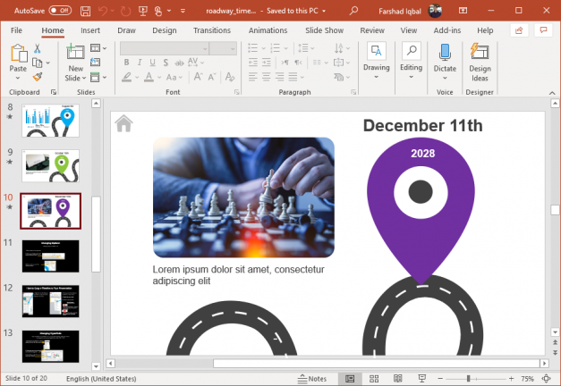 Animated Road Timeline for PowerPoint