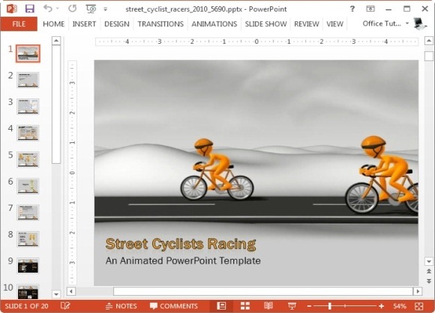 street cyclist racers template for powerpoint and keynote