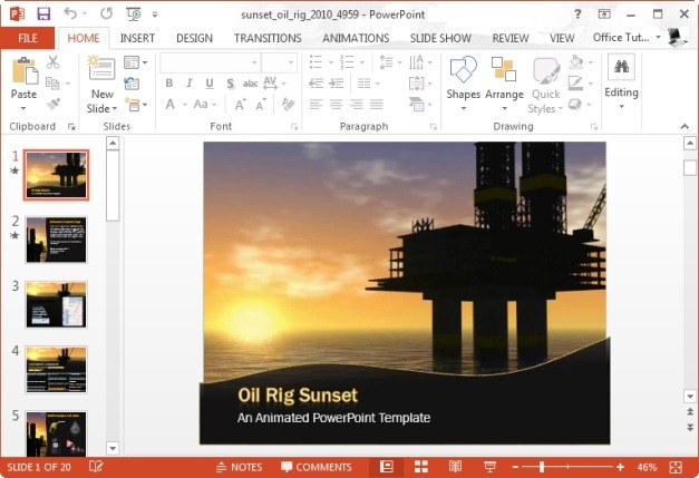 sunset oil rig animated powerpoint template