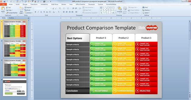 Free Product Comparison Powerpoint Template