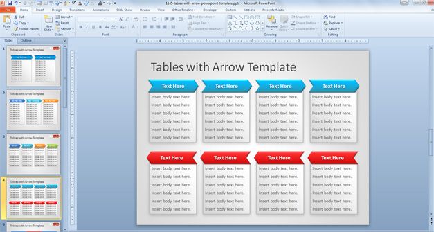 Editable PowerPoint table template for presentations
