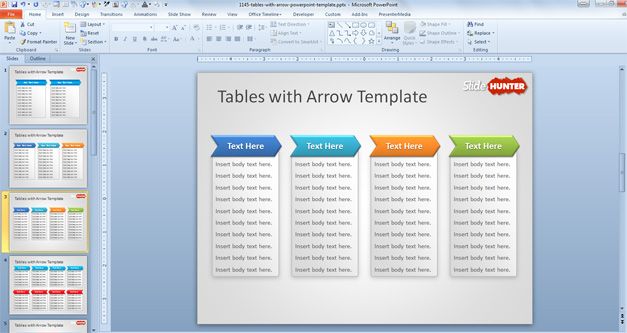 Example of PowerPoint Tables Template for presentations