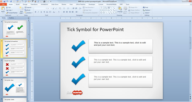 Tick Symbol in PowerPoint