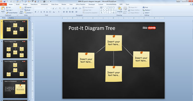 Post It Tree Diagram Template for PowerPoint