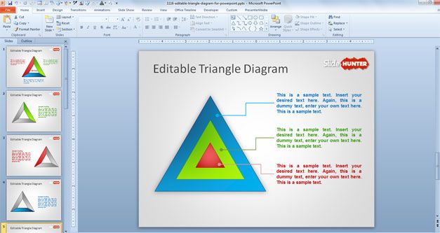Editable Triangle Diagram for PowerPoint