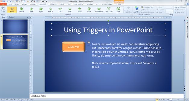 usar triggers powerpoint