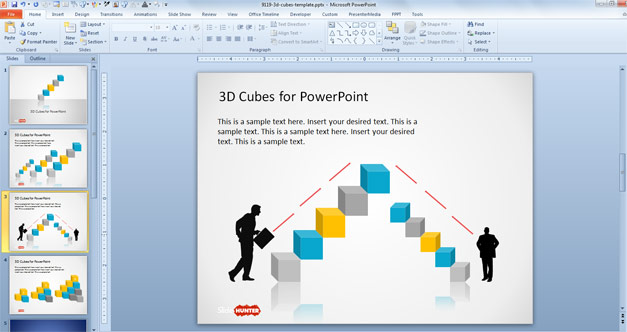 3D Geometry Shapes with Cubes in the Slide Design