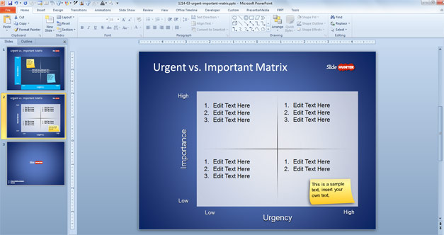Urgent vs Important Template for Microsoft PowerPoint