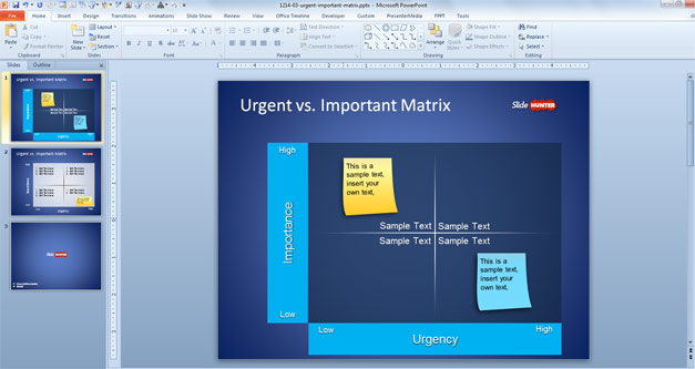 Urgent Vs. Important Matrix template for PowerPoint