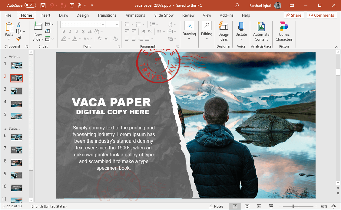 vaca paper powerpoint template