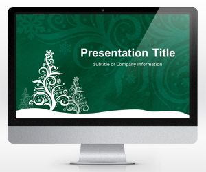 Widescreen Pine Silhouette Green PowerPoint Template for Christmas (16:9)