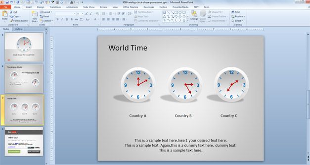 Clock Shape for PowerPoint with Analog Clock design for Microsoft PowerPoint